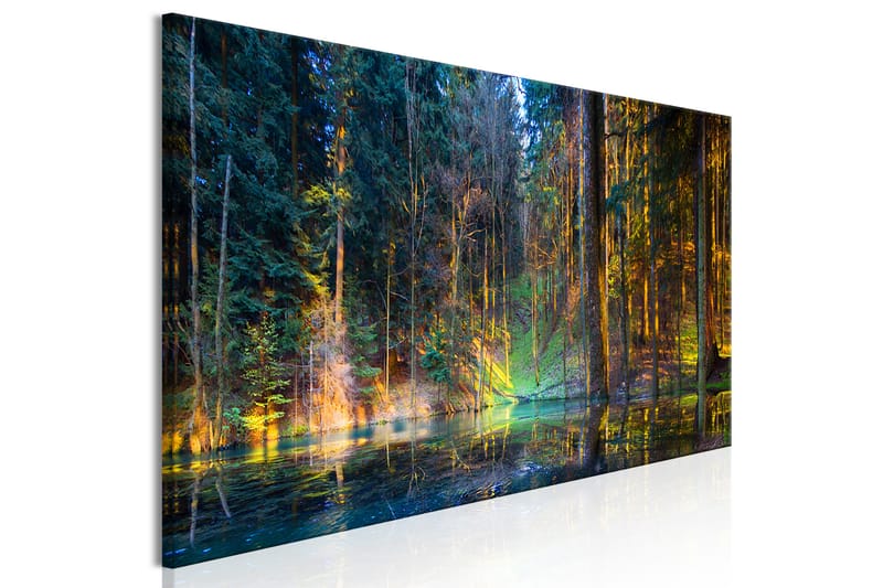 Billede Pond in the Forest (1 del) Smal 120x40 - Artgeist sp. z o. o. - Boligtilbehør - Billeder & kunst - Billeder på lærred