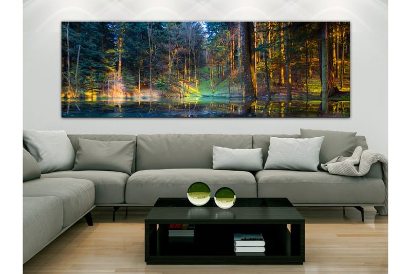 Billede Pond in the Forest (1 del) Smal 120x40 - Artgeist sp. z o. o. - Boligtilbehør - Billeder & kunst - Billeder på lærred