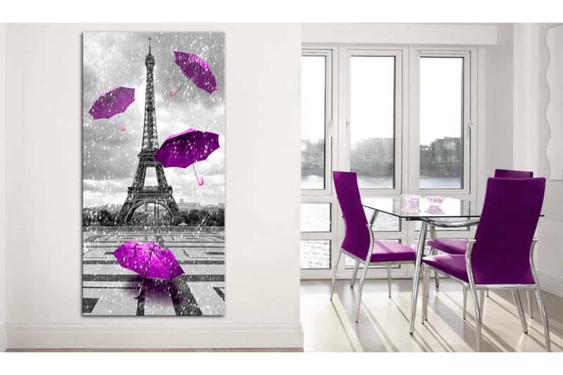 Billede Paris: Purple Umbrellas 60x120 - Artgeist sp. z o. o. - Boligtilbehør - Billeder & kunst - Billeder på lærred