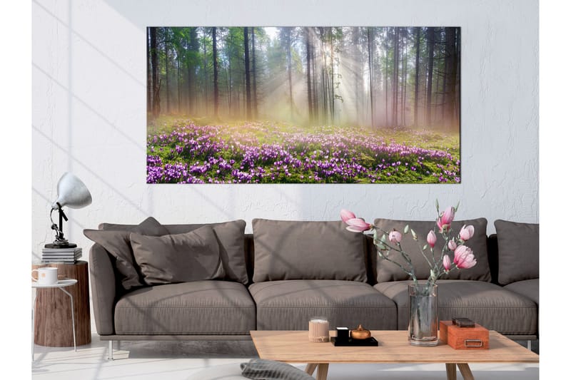 Billede Purple Meadow (1 del) Bred 70x35 - Artgeist sp. z o. o. - Boligtilbehør - Billeder & kunst - Billeder på lærred