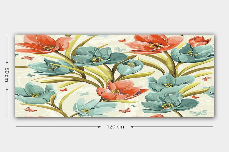 Canvasbillede YTY Floral & Botanical Flerfarvet - 120x50 cm - Boligtilbehør - Billeder & kunst - Billeder på lærred