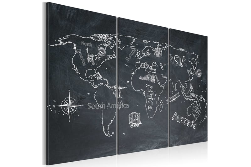 Chalkboard Travel udvider sindet tripx 90x60 - Artgeist sp. z o. o. - Boligtilbehør - Billeder & kunst - Billeder på lærred