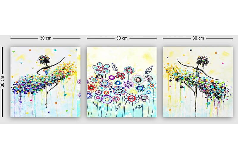 Decorative Canvas Painting (3 Pieces) 30x30 - Boligtilbehør - Billeder & kunst - Billeder på lærred