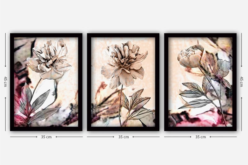 Decorative Framed Painting (3 Pieces) 35x45 - Boligtilbehør - Billeder & kunst - Billeder på lærred