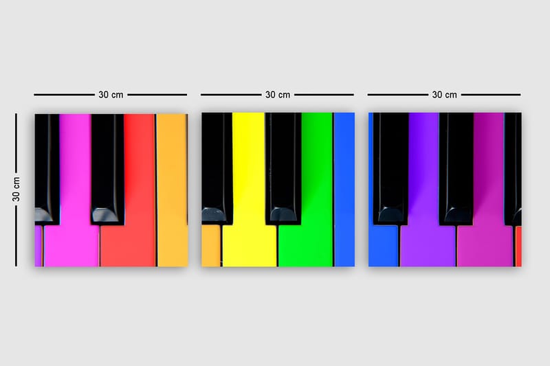 Dekorativ Canvasbillede 3-Dele 30x30 cm - Flerfarvet - Boligtilbehør - Billeder & kunst - Billeder på lærred