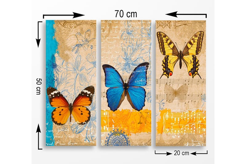 Dekorativ MDF-maleri 3-Dele 20x50 cm - Flerfarvet - Boligtilbehør - Billeder & kunst - Billeder på lærred