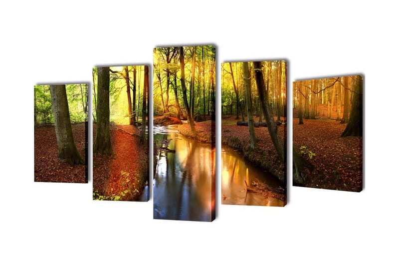 Kanvasbilledsæt Skov 200 X 100 Cm - Flerfarvet - Billeder på lærred