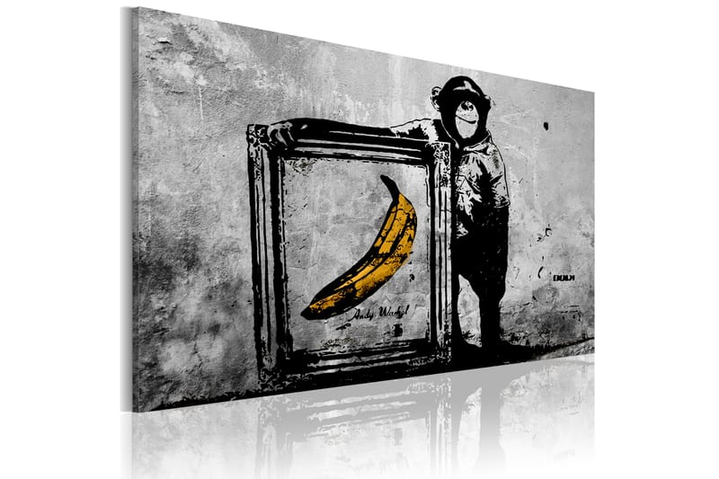 Maleri Inspireret af Banksy sort og hvid 120x80 - Artgeist sp. z o. o. - Boligtilbehør - Billeder & kunst - Billeder på lærred