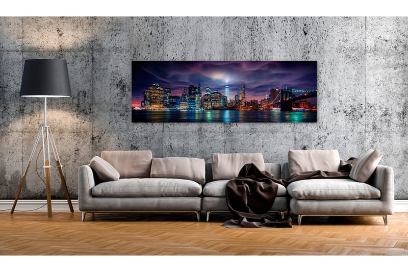 Maleri New York: Dark City 135x45 - Artgeist sp. z o. o. - Boligtilbehør - Billeder & kunst - Billeder på lærred