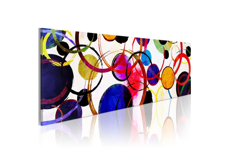 Maling Regnbue cirkler 135x45 - Artgeist sp. z o. o. - Boligtilbehør - Billeder & kunst - Billeder på lærred