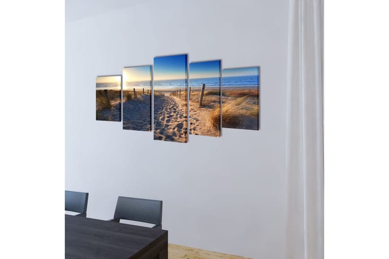 Sæt Af Lærredsprint Til Væg, Sandstrand, 200X100 Cm - Flerfarvet - Boligtilbehør - Billeder & kunst - Billeder på lærred