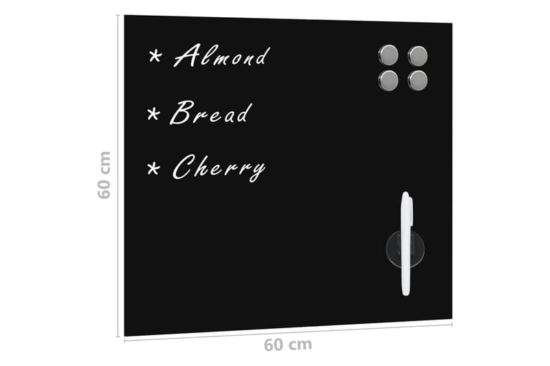 Vægmonteret Magnetisk Tavle 60x60 cm Glas - Sort - Boligtilbehør - Billeder & kunst - Presentationstavle & tegnetavle - Whiteboards tavler