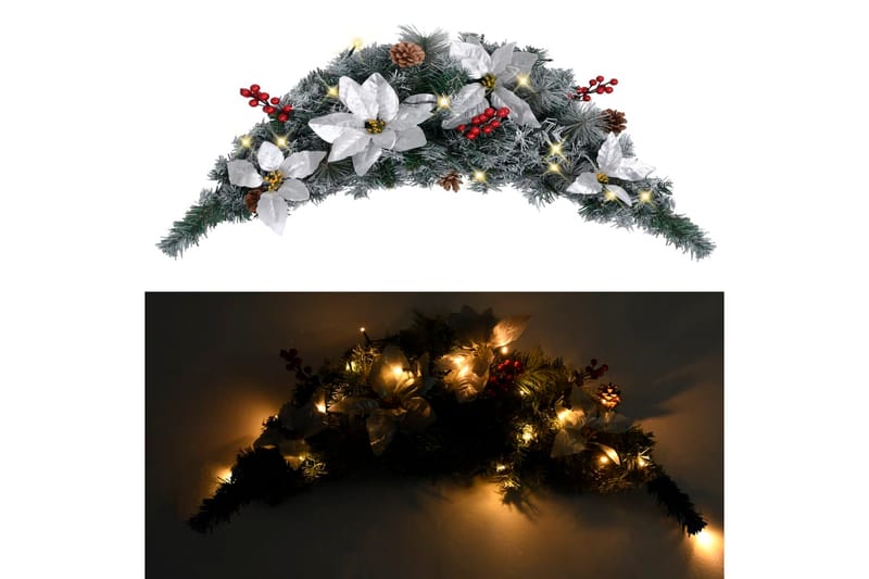 Julekrans Med Led-Lys Buefacon 90 cm Pvc Grøn - Boligtilbehør - Dekoration - Festdekoration