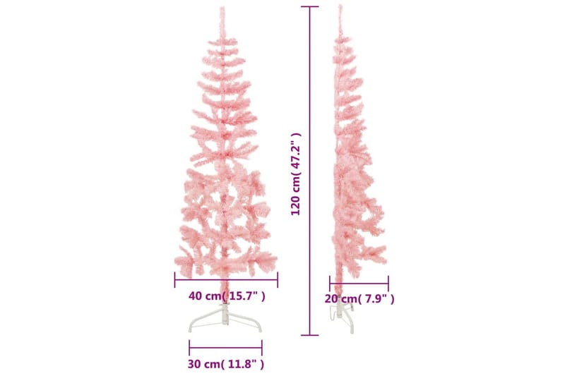 beBasic kunstigt halvt juletræ med juletræsfod 120 cm smalt pink - Boligtilbehør - Julepynt & højtidsdekorationer - Juelpynt og juledekoration - Plastik juletræ