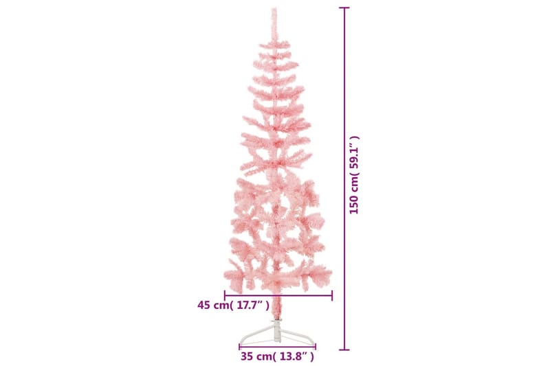 beBasic kunstigt halvt juletræ med juletræsfod 150 cm smalt pink - Boligtilbehør - Julepynt & højtidsdekorationer - Juelpynt og juledekoration - Plastik juletræ