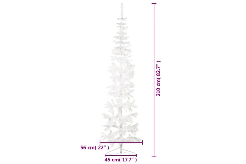 beBasic kunstigt halvt juletræ med juletræsfod 210 cm smalt hvid - Boligtilbehør - Julepynt & højtidsdekorationer - Juelpynt og juledekoration - Plastik juletræ