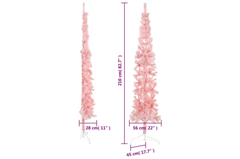 beBasic kunstigt halvt juletræ med juletræsfod 210 cm smalt pink - Boligtilbehør - Julepynt & højtidsdekorationer - Juelpynt og juledekoration - Plastik juletræ