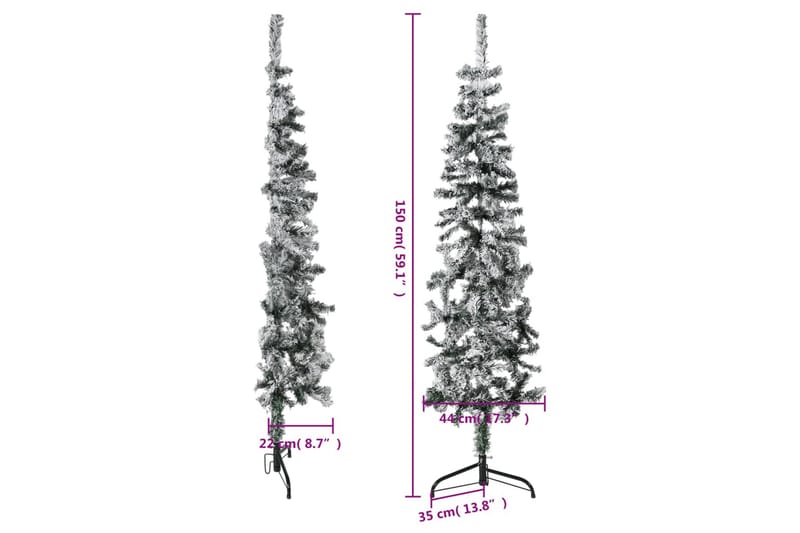 beBasic kunstigt halvt juletræ med sne 150 cm smalt - Boligtilbehør - Julepynt & højtidsdekorationer - Juelpynt og juledekoration - Plastik juletræ