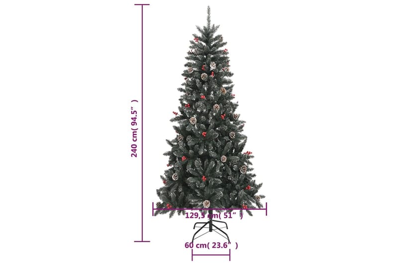 beBasic kunstigt juletræ med juletræsfod 240 cm PVC grøn - Boligtilbehør - Julepynt & højtidsdekorationer - Juelpynt og juledekoration - Plastik juletræ