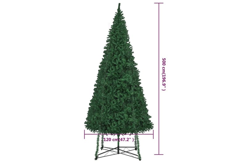 beBasic kunstigt juletræ med juletræsfod 500 cm grøn - Boligtilbehør - Julepynt & højtidsdekorationer - Juelpynt og juledekoration - Plastik juletræ