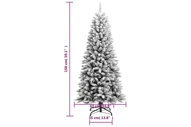 beBasic kunstigt juletræ med sne 150 cm PVC og PE - Boligtilbehør - Julepynt & højtidsdekorationer - Juelpynt og juledekoration - Plastik juletræ