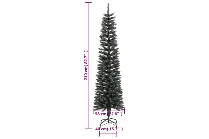 beBasic kunstigt smalt juletræ med juletræsfod 210 cm PVC grøn - Boligtilbehør - Julepynt & højtidsdekorationer - Juelpynt og juledekoration - Plastik juletræ