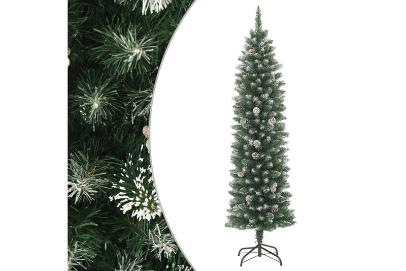 beBasic kunstigt smalt juletræ med juletræsfod 240 cm PVC - Plastik juletræ