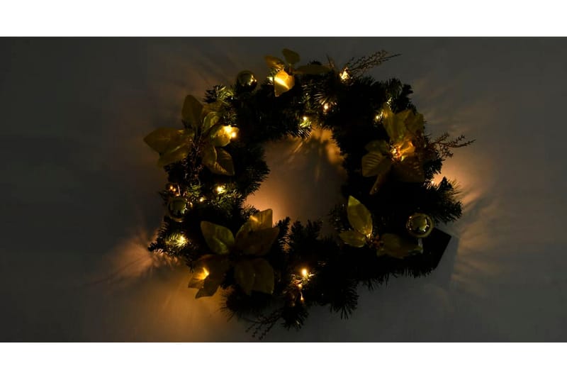 Julekrans Med Led-Lys 60 cm Pvc Grøn - Boligtilbehør - Julepynt & højtidsdekorationer - Juelpynt og juledekoration - Julekrans