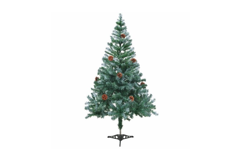 Juletræ Med Frost Og Grankogler 150 Cm - Grøn - Plastik juletræ