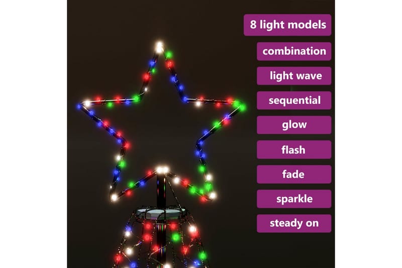 juletræ med metalstolpe 1400 LED'er 5 m flerfarvet - Flerfarvet - Boligtilbehør - Julepynt & højtidsdekorationer - Juelpynt og juledekoration - Plastik juletræ