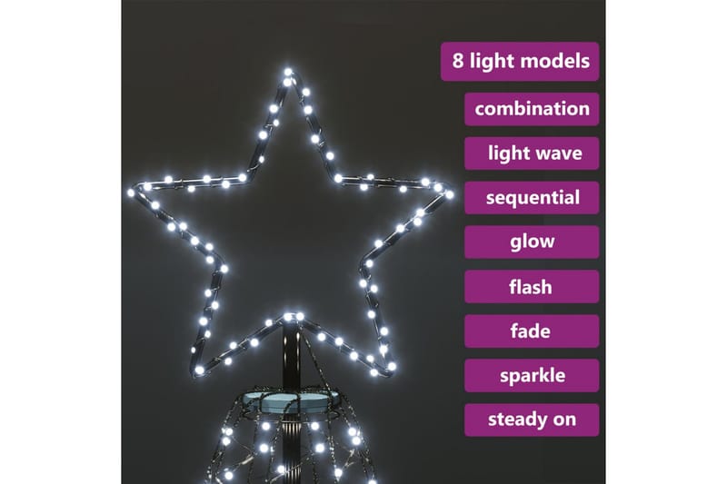 juletræ med metalstolpe 1400 LED'er 5 m koldt hvidt lys - Hvid - Boligtilbehør - Julepynt & højtidsdekorationer - Juelpynt og juledekoration - Plastik juletræ