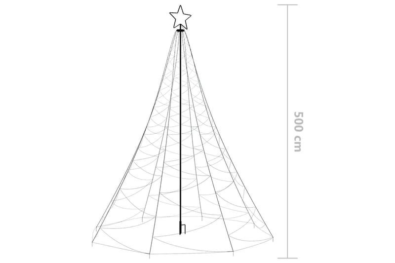 juletræ med metalstolpe 1400 LED'er 5 m koldt hvidt lys - Hvid - Boligtilbehør - Julepynt & højtidsdekorationer - Juelpynt og juledekoration - Plastik juletræ