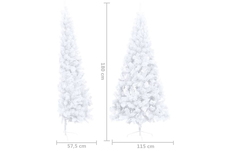 kunstigt halvt juletræ med juletræsfod 180 cm PVC hvid - Boligtilbehør - Julepynt & højtidsdekorationer - Juelpynt og juledekoration - Plastik juletræ