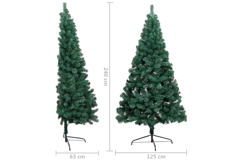 kunstigt halvt juletræ med juletræsfod 240 cm PVC grøn - Boligtilbehør - Julepynt & højtidsdekorationer - Juelpynt og juledekoration - Plastik juletræ