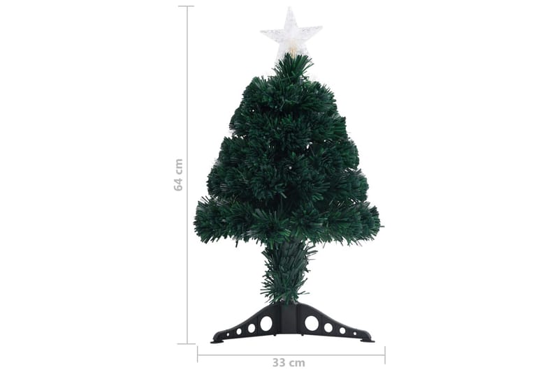 kunstigt juletræ med juletræsfod og LED-lys 64cm fiberoptisk - Grøn - Boligtilbehør - Julepynt & højtidsdekorationer - Juelpynt og juledekoration - Plastik juletræ