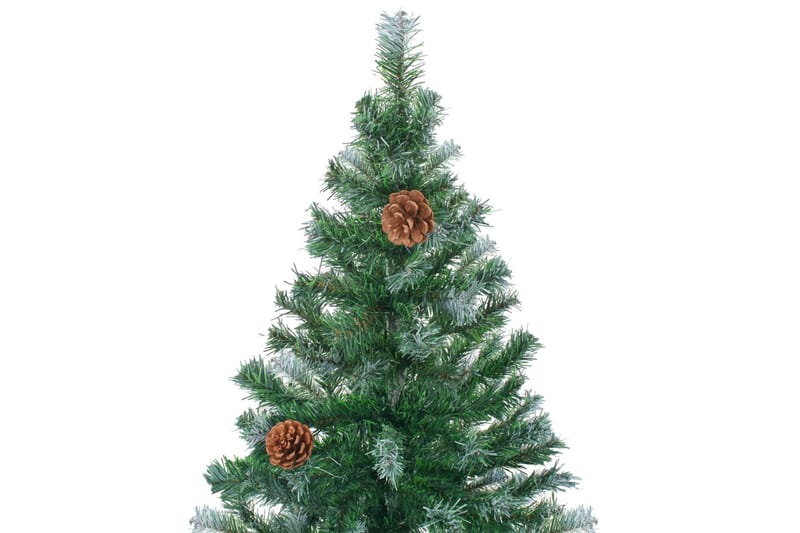 kunstigt juletræ med LED-lys + kuglesæt og grankogler 210 cm - Plastik juletræ