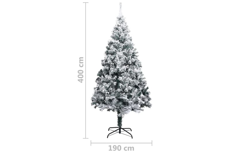 kunstigt juletræ med LED-lys + puddersne 400 cm PVC grøn - Boligtilbehør - Julepynt & højtidsdekorationer - Juelpynt og juledekoration - Plastik juletræ