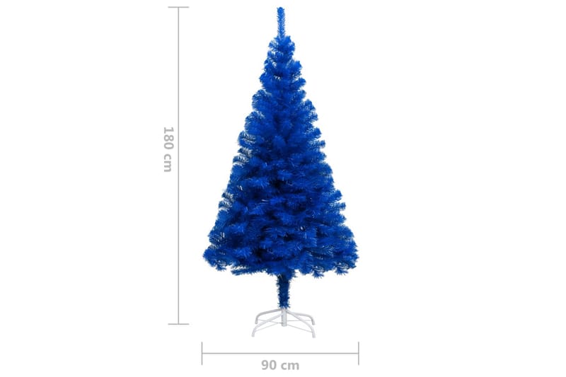 kunstigt juletræ med LED-lys og kuglesæt 180 cm PVC blå - Boligtilbehør - Julepynt & højtidsdekorationer - Juelpynt og juledekoration - Plastik juletræ