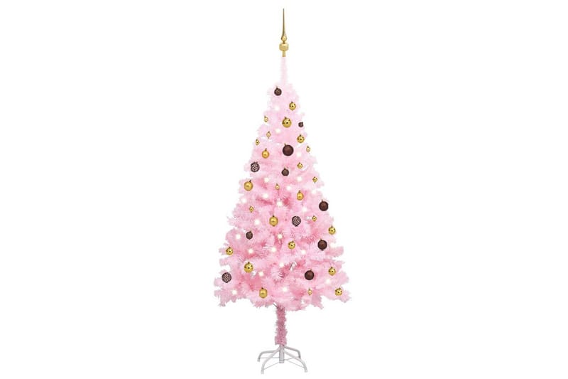 kunstigt juletræ med LED-lys og kuglesæt 180 cm PVC pink - Boligtilbehør - Julepynt & højtidsdekorationer - Juelpynt og juledekoration - Plastik juletræ