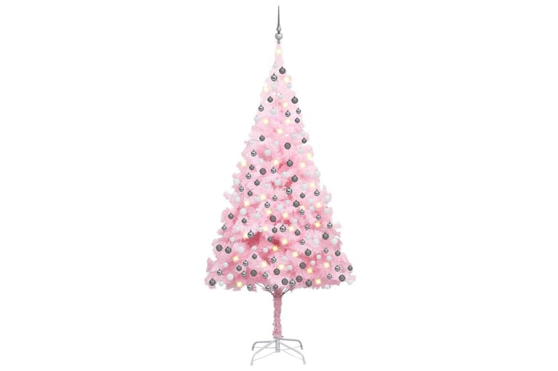 kunstigt juletræ med LED-lys og kuglesæt 240 cm PVC pink - Boligtilbehør - Julepynt & højtidsdekorationer - Juelpynt og juledekoration - Plastik juletræ