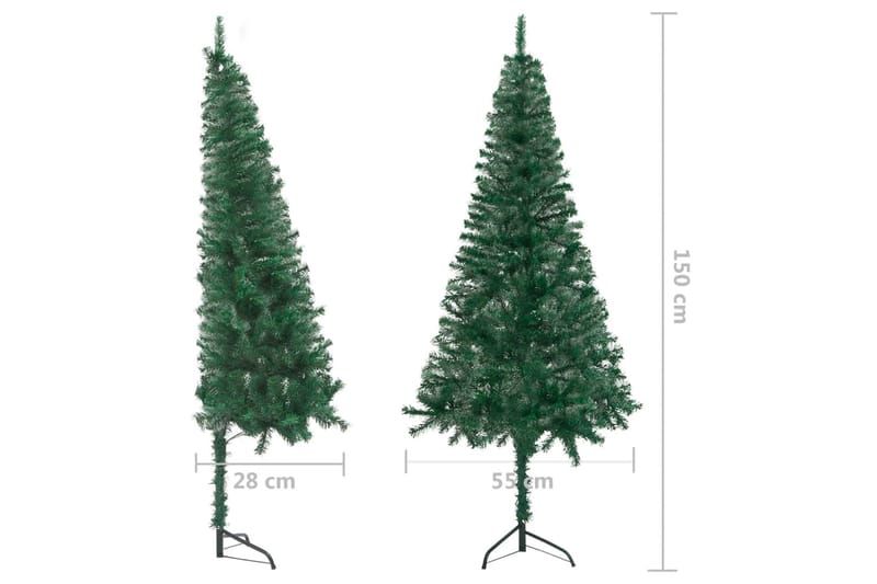 kunstigt juletræ til hjørne 150 cm PVC grøn - Grøn - Boligtilbehør - Julepynt & højtidsdekorationer - Juelpynt og juledekoration - Plastik juletræ