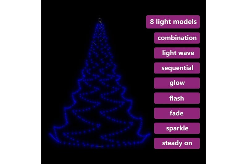 LED-juletræ til væg med metalkrog 720 LED'er 5 m blå - Blå - Boligtilbehør - Julepynt & højtidsdekorationer - Juelpynt og juledekoration - Plastik juletræ