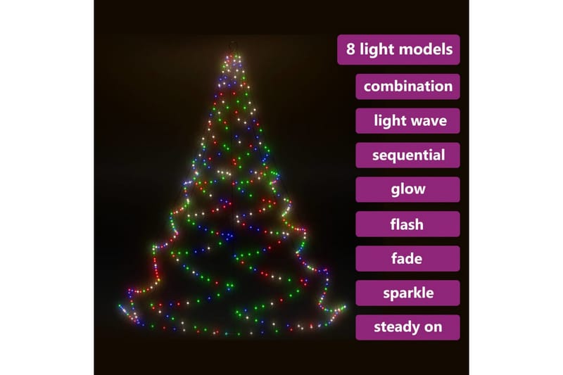 LED-juletræ til væg med metalkrog 720 LED'er 5 m flerfarvet - Flerfarvet - Boligtilbehør - Julepynt & højtidsdekorationer - Juelpynt og juledekoration - Plastik juletræ