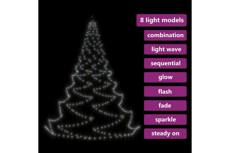 LED-juletræ til væg med metalkrog 720 LED'er 5 m kold hvid - Hvid - Boligtilbehør - Julepynt & højtidsdekorationer - Juelpynt og juledekoration - Plastik juletræ