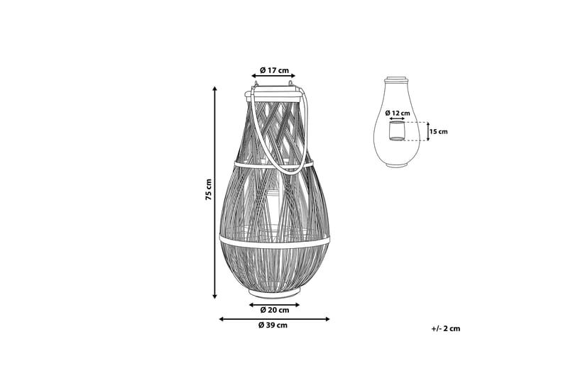 Tonga Lygte 39 cm - Træ / natur - Lysestager & lanterner - Dekoration