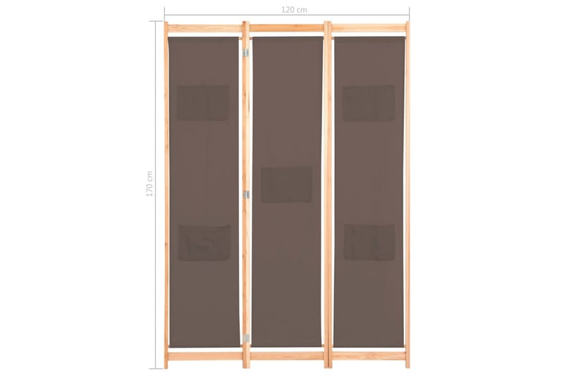 3-Panels Rumdeler 120 X 170 X 4 Cm Stof Brun - Brun - Skærmvæg - Rumdelere