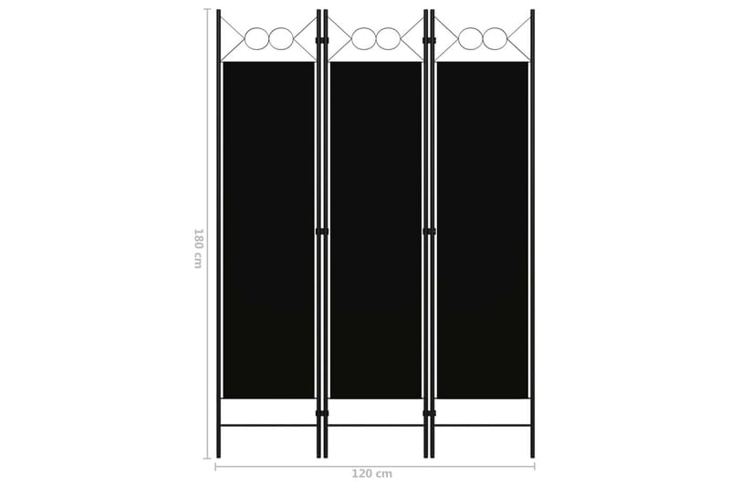 3-Panels Rumdeler 120x180 cm Sort - Boligtilbehør - Rumdelere - Skærmvæg