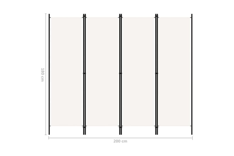 4-Panels Rumdeler 200 x 180 cm Hvid - Boligtilbehør - Rumdelere - Foldeskærm