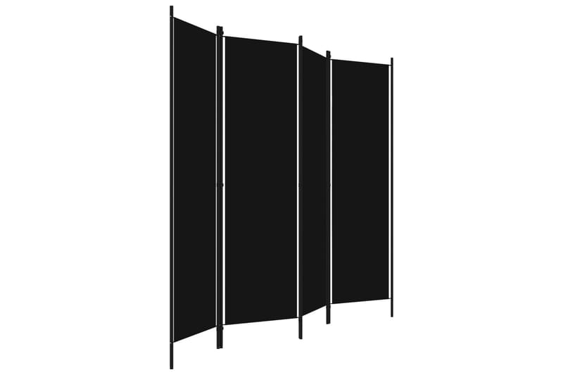 4-Panels Rumdeler 200 x 180 cm Sort - Boligtilbehør - Rumdelere - Skærmvæg