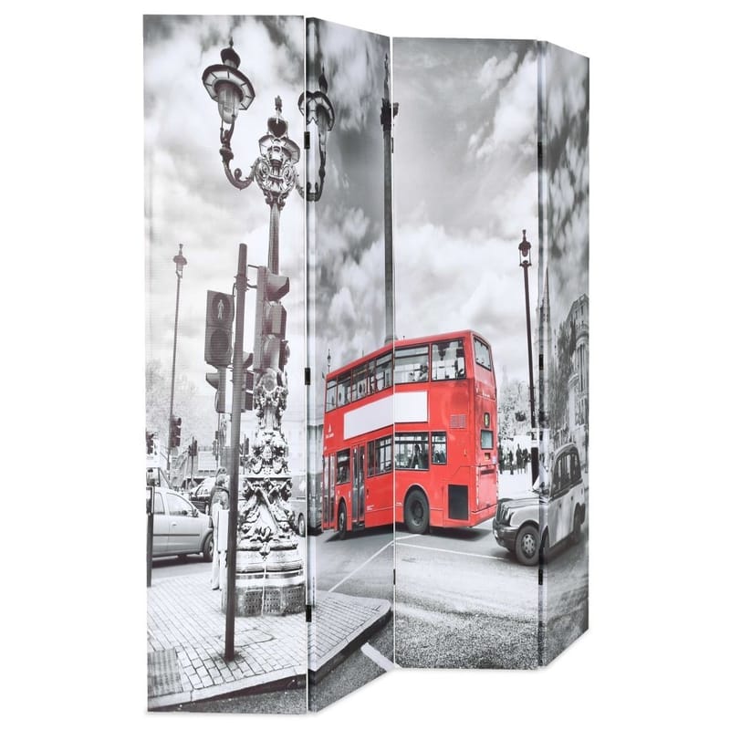 Foldbar Rumdeler 160 X 170 Cm London Bus Sort Og Hvid - Flerfarvet - Foldeskærm - Rumdelere